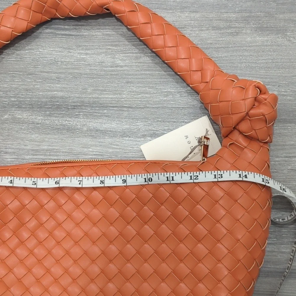 a new day Woven Hobo Shoulder Bag in Coral Orange - Picture 7 of 10